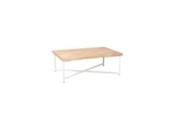 White cross coffee table with wooden top