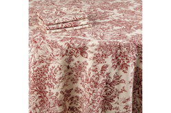 Red Toile de Jouy Tablecloth
